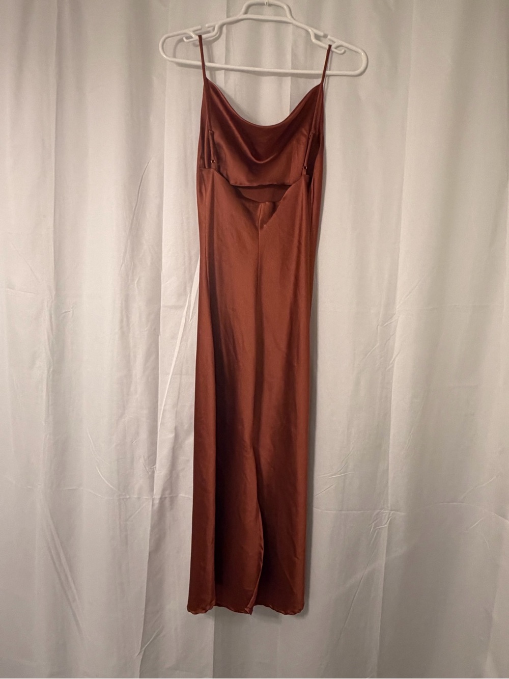 Petal & Pup Satin Slip Midi Dress in Rust - Picture 4 of 6